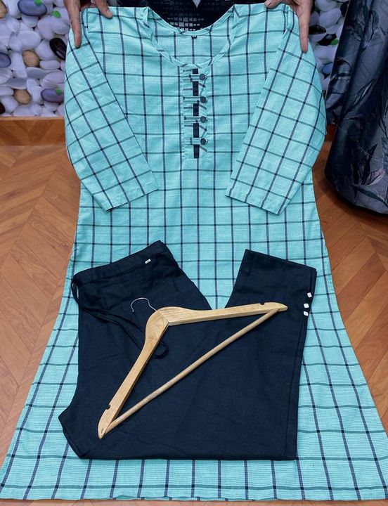 *👗Attractive Light Colours Slub Checks with plain black khadi two sided pocket pant👗* 

 *ANKLE LE uploaded by Yunus E-Store on 2/13/2022