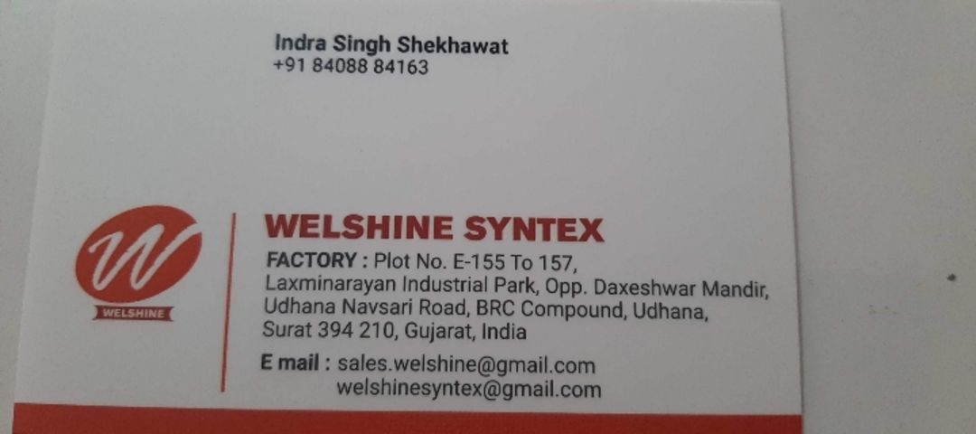 Visiting card store images of Welshine Syntex