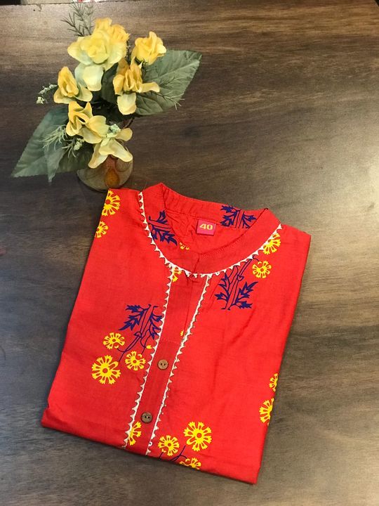 Cotton Printed Straight kurti uploaded by business on 2/14/2022