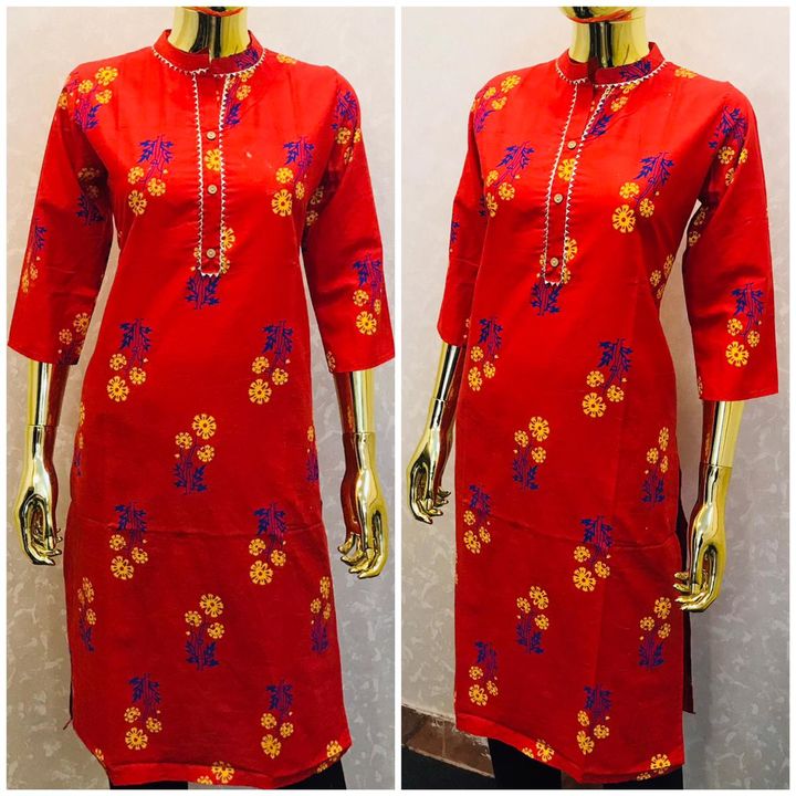 Cotton Printed Straight kurti uploaded by Pooja Trends on 2/14/2022