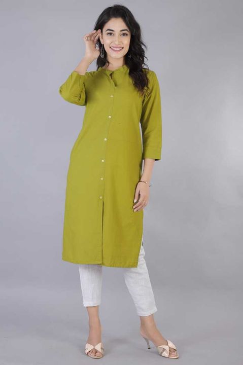 Cotton Plain Solid Kurti uploaded by Pooja Trends on 2/14/2022