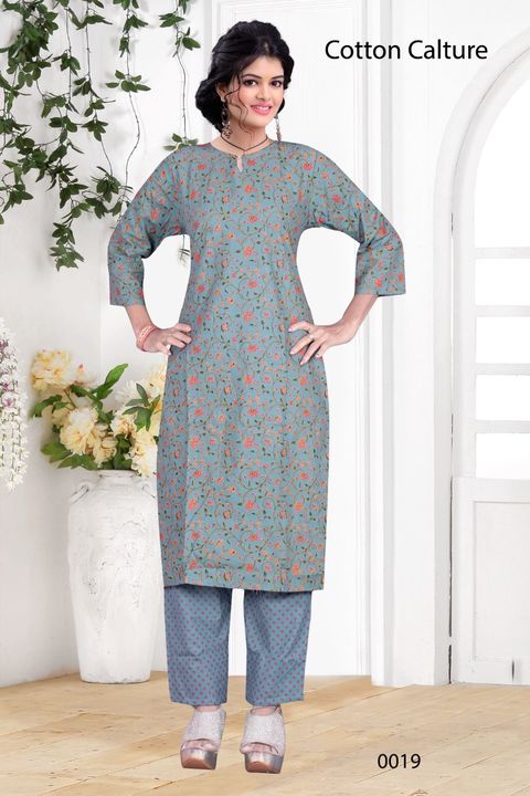 Post image Jaipur cotton kurti pant set availableSize l, xl, xxl