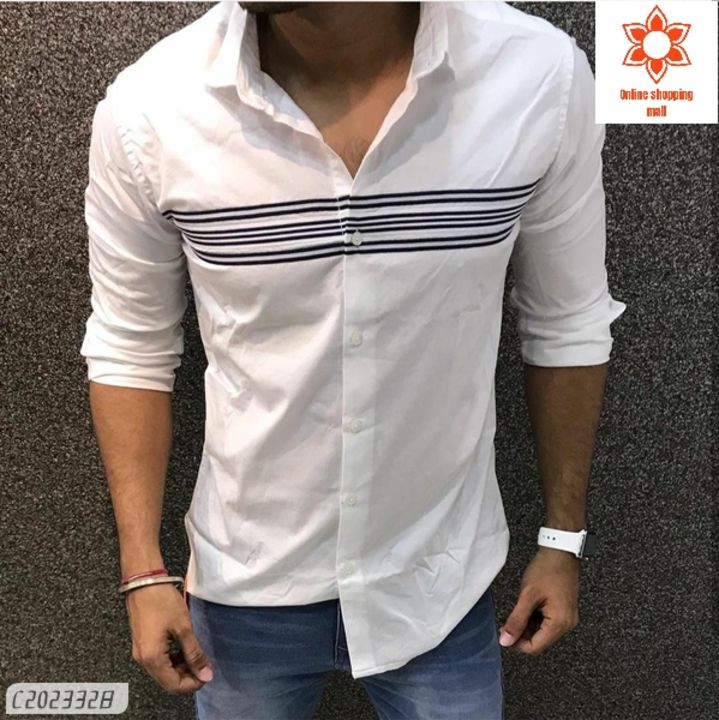 Cotton Solid With Stripes Full Sleeves Slim Fit Casual Shirt uploaded by business on 2/14/2022