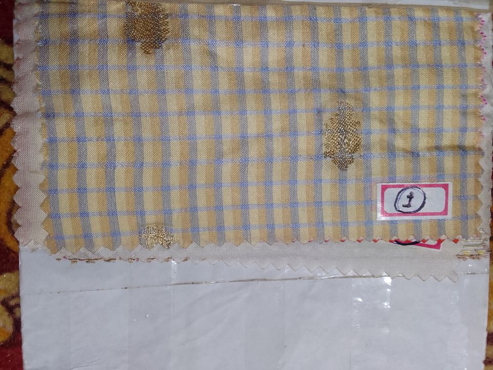 Pure katan+ katan check butidaar  lenth 45 inch per meter quality 55 gram uploaded by Azhari saree center on 2/15/2022