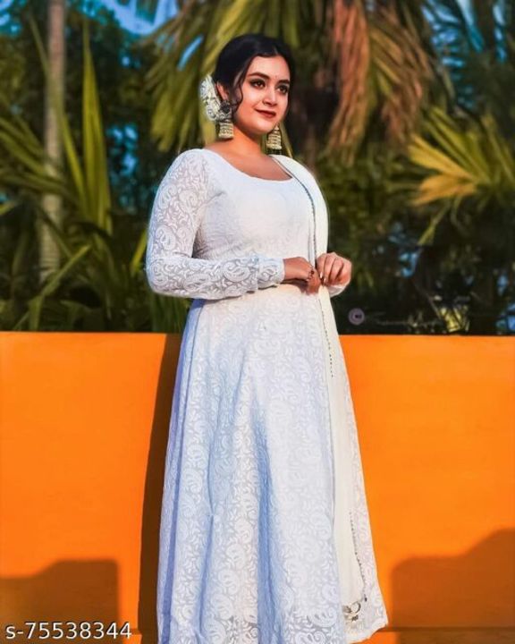 Post image Hey,checkout my new collection Exclusive White Colored Chikankari Worked Georgette Gown with Dupatta SetFabric: GeorgetteSleeve Length: Long SleevesPattern: ChikankariMultipack: 2Sizes:S (Bust Size: 36 in, Length Size: 56 in, Waist Size: 32 in, Hip Size: 40 in, Shoulder Size: 16 in) XL (Bust Size: 42 in, Length Size: 56 in, Waist Size: 38 in, Hip Size: 46 in, Shoulder Size: 16 in) L (Bust Size: 40 in, Length Size: 56 in, Waist Size: 36 in, Hip Size: 44 in, Shoulder Size: 16 in) M (Bust Size: 38 in, Length Size: 56 in, Waist Size: 34 in, Hip Size: 42 in, Shoulder Size: 16 in) XXL (Bust Size: 44 in, Length Size: 56 in, Waist Size: 40 in, Hip Size: 48 in, Shoulder Size: 16 in) 
It has a one piece of Gown with DupattaCountry of Origin: India