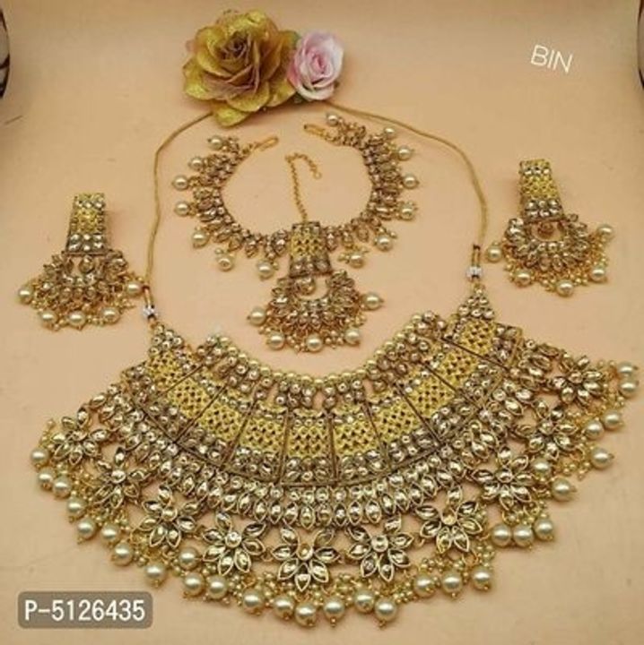 Trendy Designer Alloy Bridal Necklace Set uploaded by Akshata Creation on 2/15/2022
