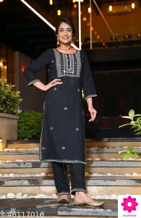 Post image Ikdaiya Women's Wear Dupatta SetKurta Fabric: RayonBottomwear Fabric: RayonFabric: RayonSleeve Length: Three-Quarter SleevesSet Type: Kurta With Dupatta And BottomwearBottom Type: PantsPattern: EmbroideredMultipack: SingleSizes:XL (Bust Size: 42 in, Shoulder Size: 15 in, Kurta Waist Size: 40 in, Kurta Hip Size: 44 in, Kurta Length Size: 44 in, Bottom Waist Size: 32 in, Bottom Hip Size: 44 in, Bottom Length Size: 38 in, Duppatta Length Size: 2 m) L (Bust Size: 40 in, Shoulder Size: 14.5 in, Kurta Waist Size: 38 in, Kurta Hip Size: 42 in, Kurta Length Size: 44 in, Bottom Waist Size: 30 in, Bottom Hip Size: 42 in, Bottom Length Size: 38 in, Duppatta Length Size: 2 m) M (Bust Size: 38 in, Shoulder Size: 14 in, Kurta Waist Size: 36 in, Kurta Hip Size: 40 in, Kurta Length Size: 44 in, Bottom Waist Size: 28 in, Bottom Hip Size: 40 in, Bottom Length Size: 38 in, Duppatta Length Size: 2 m) XXL (Bust Size: 44 in, Shoulder Size: 15.5 in, Kurta Waist Size: 42 in, Kurta Hip Size: 46 in, Kurta Length Size: 44 in, Bottom Waist Size: 34 in, Bottom Hip Size: 46 in, Bottom Length Size: 38 in, Duppatta Length Size: 2 m) XXXL (Bust Size: 46 in, Shoulder Size: 16 in, Kurta Waist Size: 44 in, Kurta Hip Size: 48 in, Kurta Length Size: 44 in, Bottom Waist Size: 36 in, Bottom Hip Size: 48 in, Bottom Length Size: 38 in, Duppatta Length Size: 2 m) 
This is Designd as per the latest trends to keep you in sync with high fashion and with wedding and other occasion, it will keep you comfortable all day long. The lovely design forms a substantial feature of this wear.It looks stunning every time you match it with accessories.This attractive kurti will surely fetch you compliments for your rich sense of style.Stow away your old stuff when you wear this kurti. Light in weight.kurtis will be soft against your skin. Its Simple and unique design and beautiful colours, prints and patterns. Stitched in regular fit, this kurti for women will keep you comfortable all day long. Fron