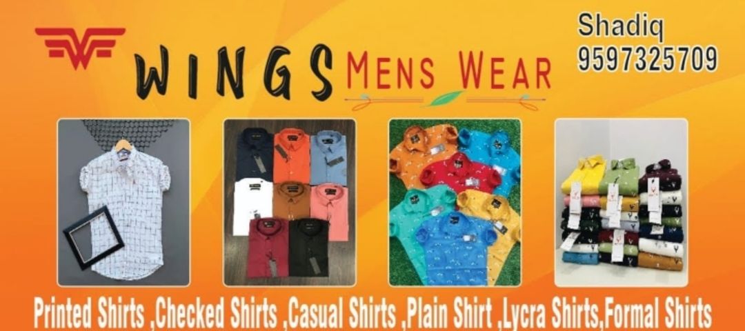 Visiting card store images of Wings mens wear
