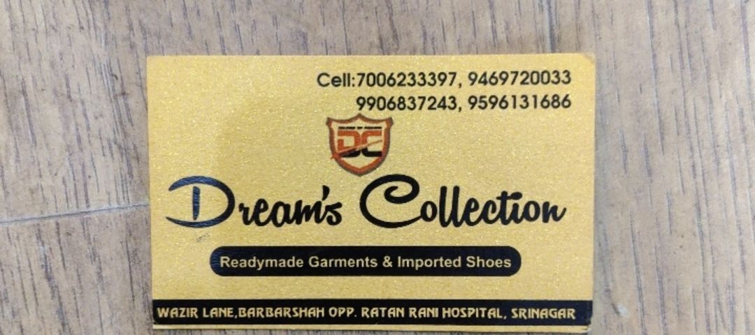 Visiting card store images of DREAMZ COLLECTION