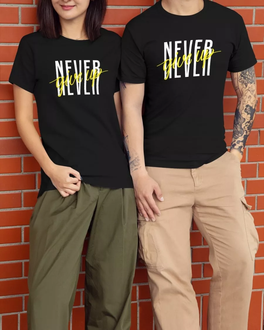 Never Giveup Printed T-shirt  uploaded by ALM COMPANY.  on 2/17/2022