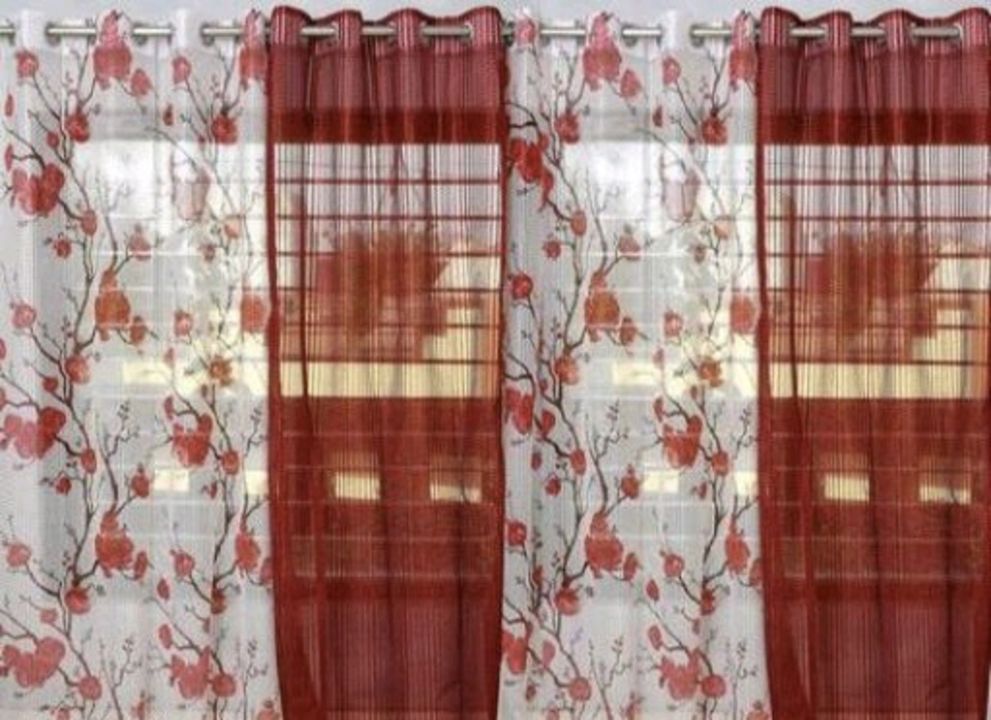 *Jay Jagannath* Net tissue Flower print curtains set of 4 *Rs.580(cod)* *whatsapp.* Mate uploaded by NC Market on 2/17/2022