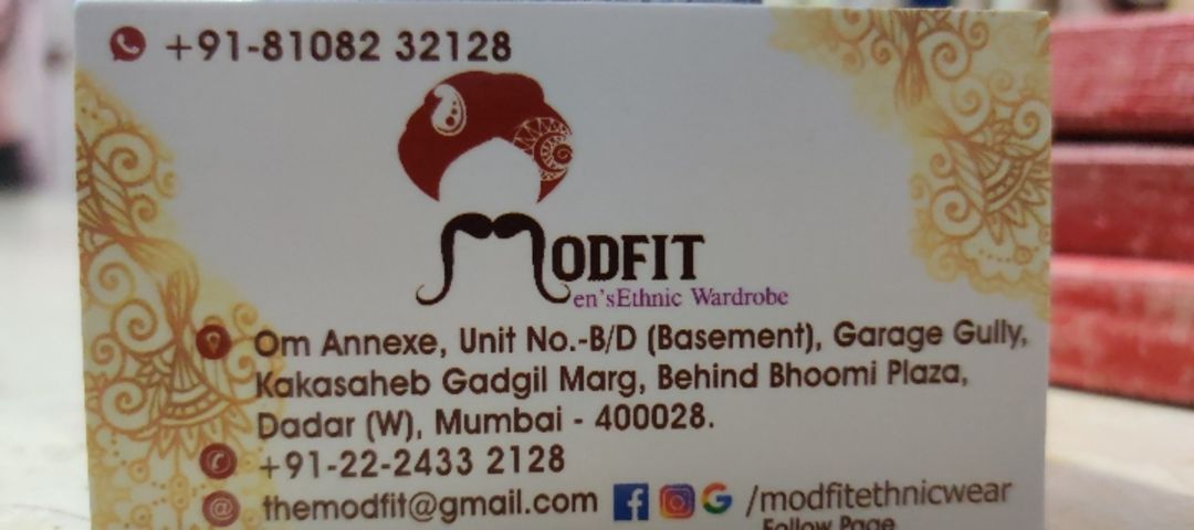 Visiting card store images of MODFIT ETHNIC WEAR