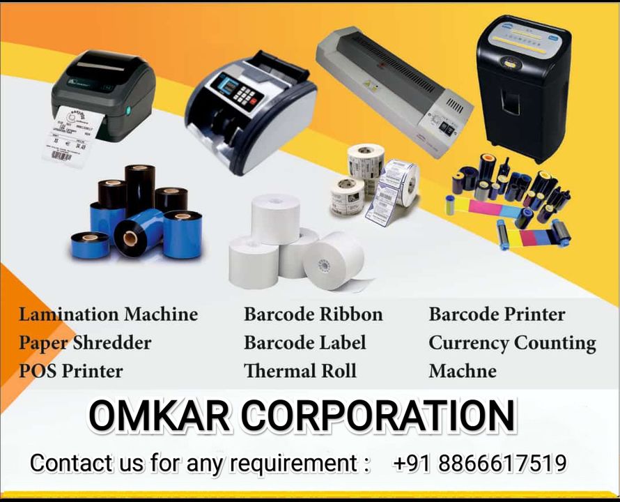 Post image OMKAR CORPORATION
We DEAL IN*BARCODE SOLUTIONS* #BARCODE PRODUCTS.
*Honeywell printers &amp; Scanners, Datalogic Scanners, Datamax printers* *Zebra , SATO Argox Printer*TSC printers* 
#Barcode /Label printers#Barcode Scanners(Wired, Wireless, PDA)
*Any Types of Label, Stickers, Specialty Labels and Tags*
*Thermal Transfer Ribbons Wax, Wax Resin, Resin.(Black, Red, Blue, Green)*
#Android Industrial PDA(Mobile device) with In-built barcode scanner.#Bluetooth Scanner for Android phone and IOS Phone.#Bluetooth mobile printers.
*Thermal Paper Rolls for billing machine, POS systems*#Label Designing Software,
#AMC for barcode products.And many more products.
Call us, WhatsApp or E mail now..
OMKAR CORPORATION
Mobile : 7874641814Ahmedabad
Email : omkarcorporation2020@gmail.com
Contact for Any Barcode related requirements.
