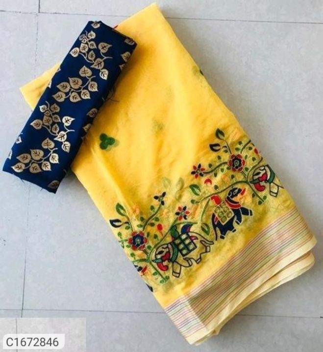 Trendy Embroidered Chanderi Silk Saree uploaded by business on 2/17/2022