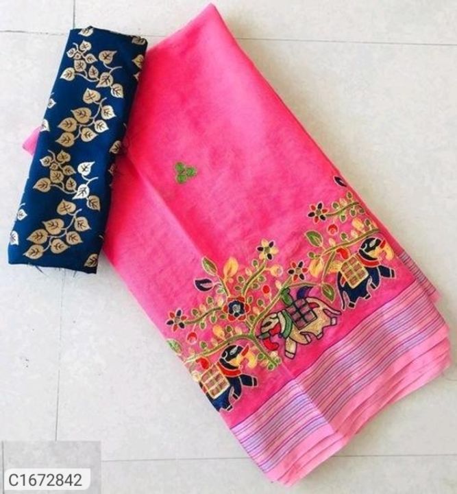 Trendy Embroidered Chanderi Silk Saree uploaded by Sivya on 2/17/2022