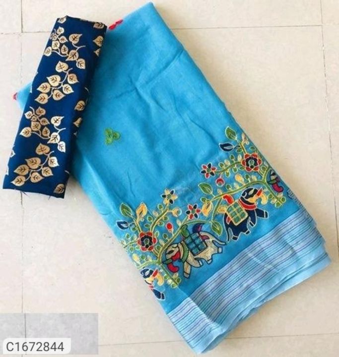 Trendy Embroidered Chanderi Silk Saree uploaded by business on 2/17/2022