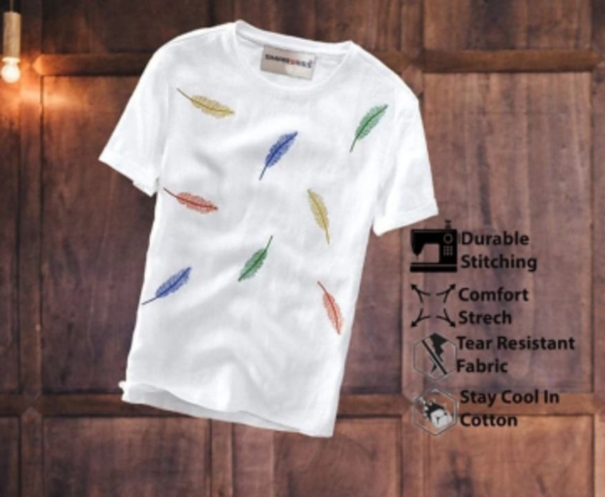 Men multicolor leaf printed Tshirt white uploaded by business on 2/18/2022