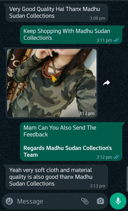 Post image *Thanx For The Valuable Feedback*
*Regards Madhu Sudan Collection's