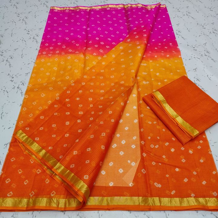 Post image Pure Kota Silk...... Hand bandhej sarees with blouse