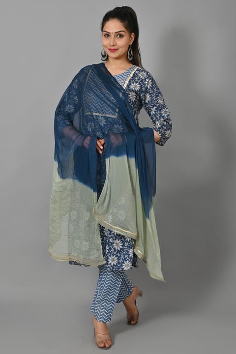 Cotton Kurti , Pant with Dupatta set uploaded by business on 2/19/2022