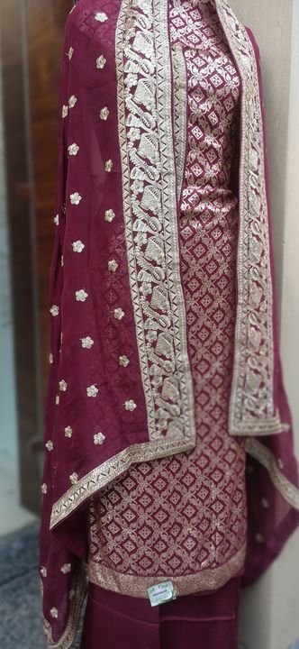 Post image Unstitched suit mtrial banarsi silk with handwork duptta