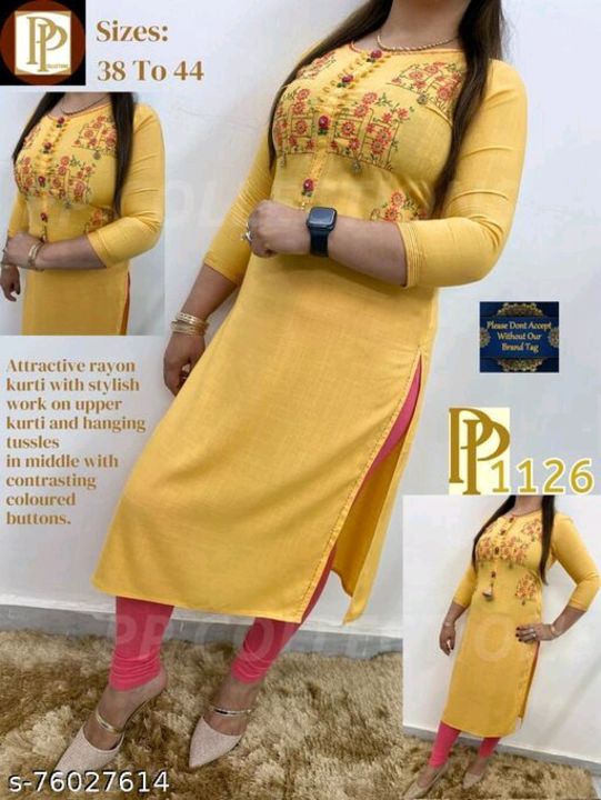 Rayon embroidered kurti uploaded by Shreyansi collection on 2/19/2022