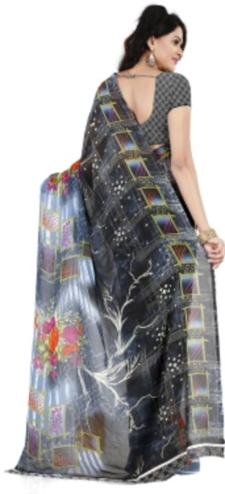 Anand Sarees Geometric Print, Floral Print Daily Wear Georgette Saree uploaded by business on 2/19/2022