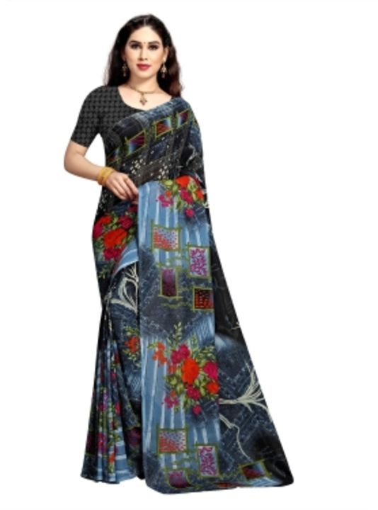 Anand Sarees Geometric Print, Floral Print Daily Wear Georgette Saree uploaded by P & S Brand's on 2/19/2022