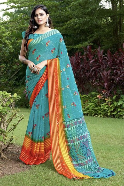 *Jay Jagannath* Chiffon Floral Printed Saree For Women *Rs.620(cod)* *whatsapp.* Saree F uploaded by NC Market on 2/20/2022