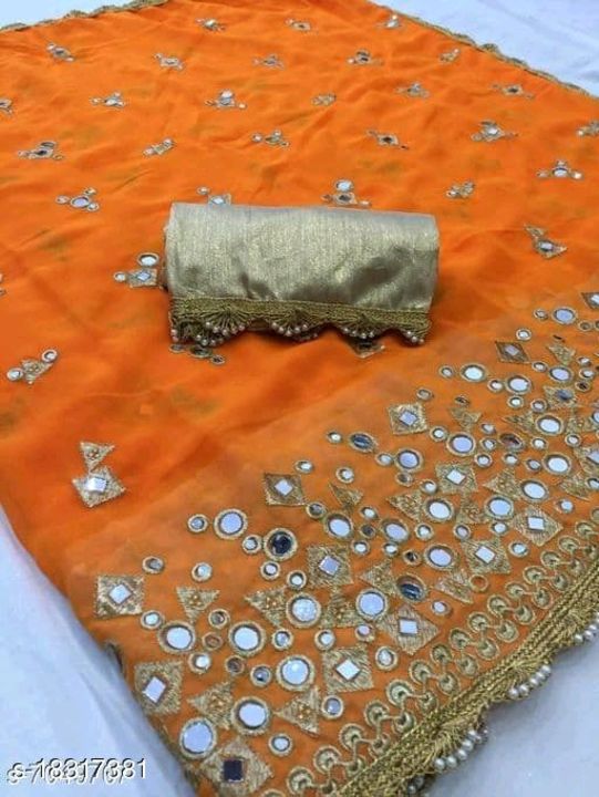 Georgette saree with blouse piece uploaded by business on 2/20/2022