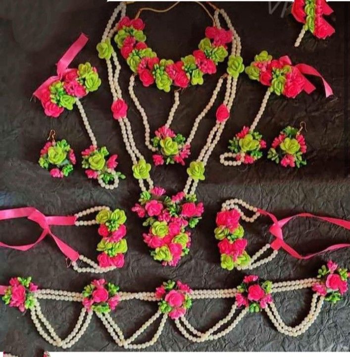Post image Flower jewellery for haldi jewellery set and baby shower jewellery set
