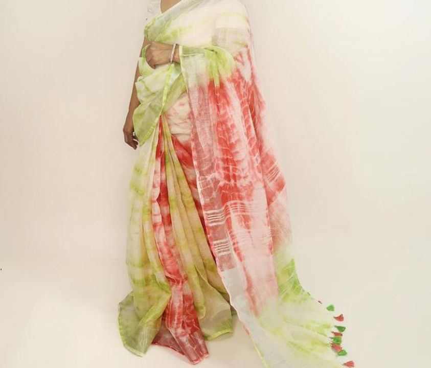 Slub cotton sibori print saree uploaded by Shreya textile on 2/20/2022
