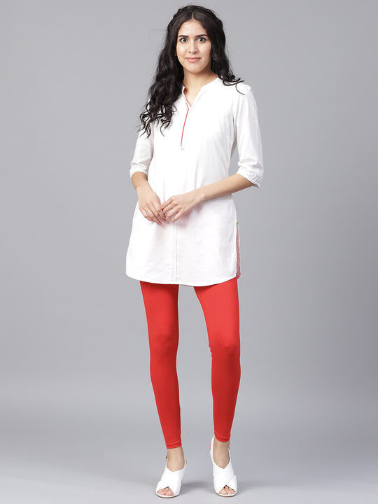 Angle Length Western Wear Leggings Solid , Red uploaded by business on 2/20/2022