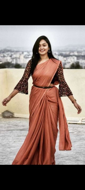 Siffon plan saree+ matching blouse uploaded by business on 2/20/2022