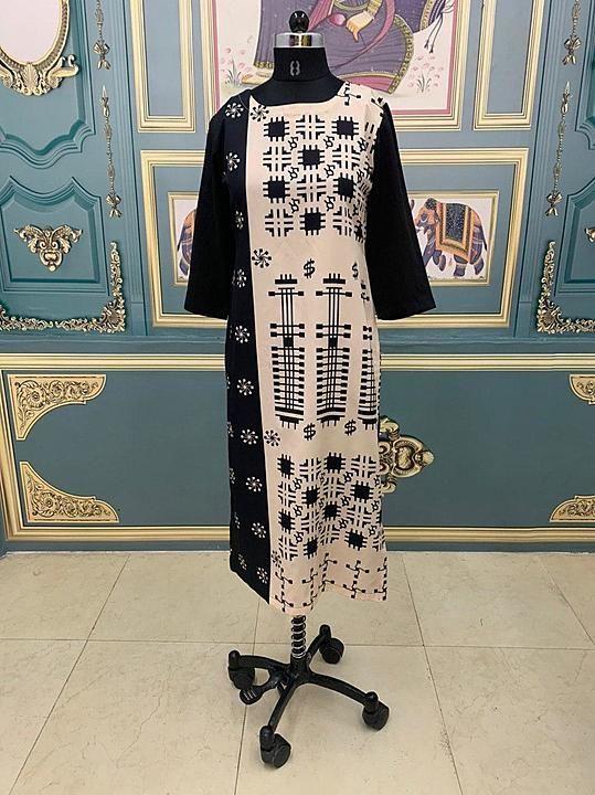 AW-603
Black barcode Kurti 
Fabric:-Heavy American Crape
Size:-38”,42”
Length:-41”
Colour:-Off-white uploaded by Rameshwarm's Creation on 10/9/2020