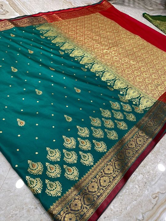 Banarasi sattin silk embrodery saree uploaded by business on 2/21/2022