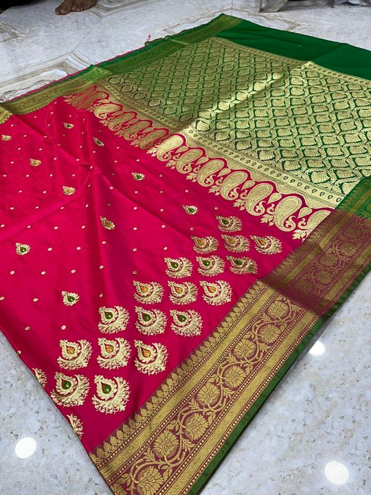 Banarasi sattin silk embrodery saree uploaded by business on 2/21/2022