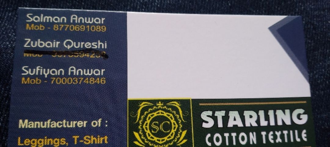 Visiting card store images of Starlink Garments