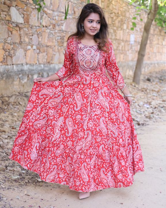 Full length anarkali gown with embroidery detail uploaded by business on 2/21/2022