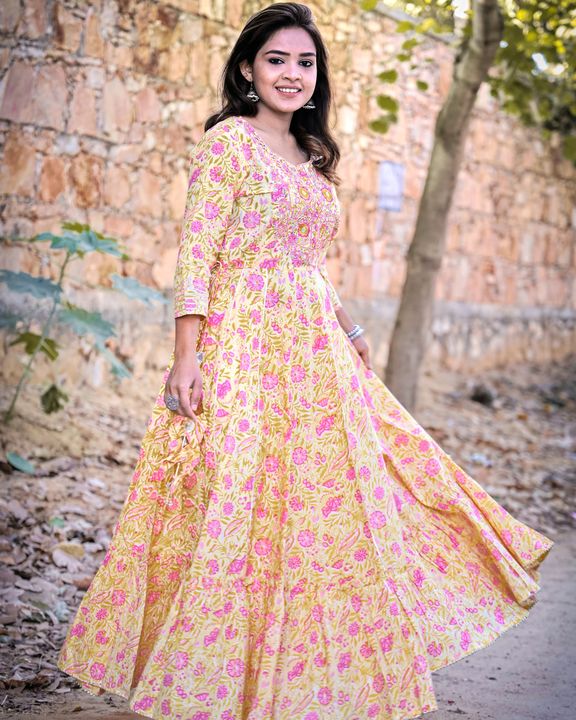 Full length anarkali gown with embroidery detail uploaded by karkhana Clothing on 2/21/2022