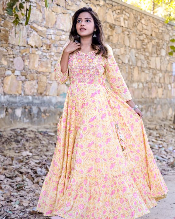 Full length anarkali gown with embroidery detail uploaded by business on 2/21/2022