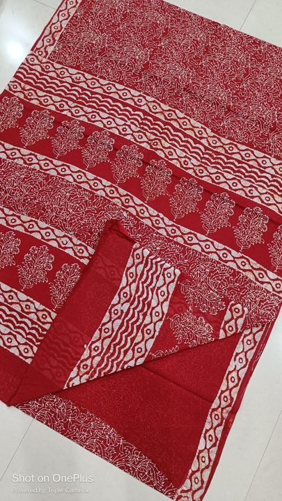 Pure cotton hand block print saree uploaded by B Prints The Factory Outlet on 2/21/2022