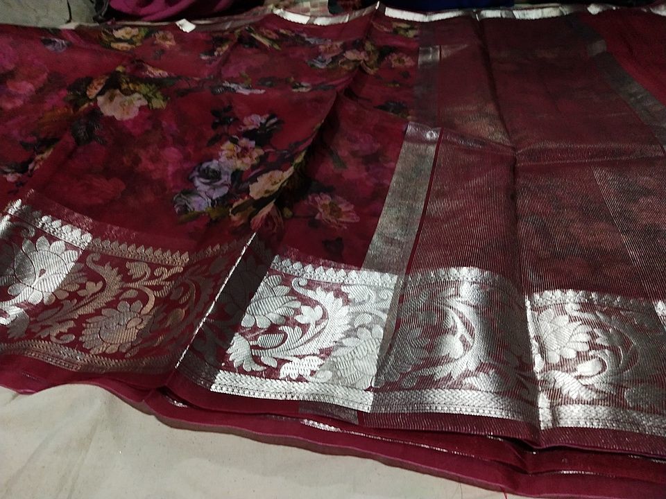 Banaras pure kora organza khadi handlooms sarees digital print uploaded by Meenar786 textile on 10/9/2020