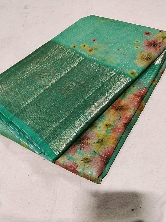 Banaras pure kora organza khadi handlooms sarees digital print uploaded by business on 10/9/2020