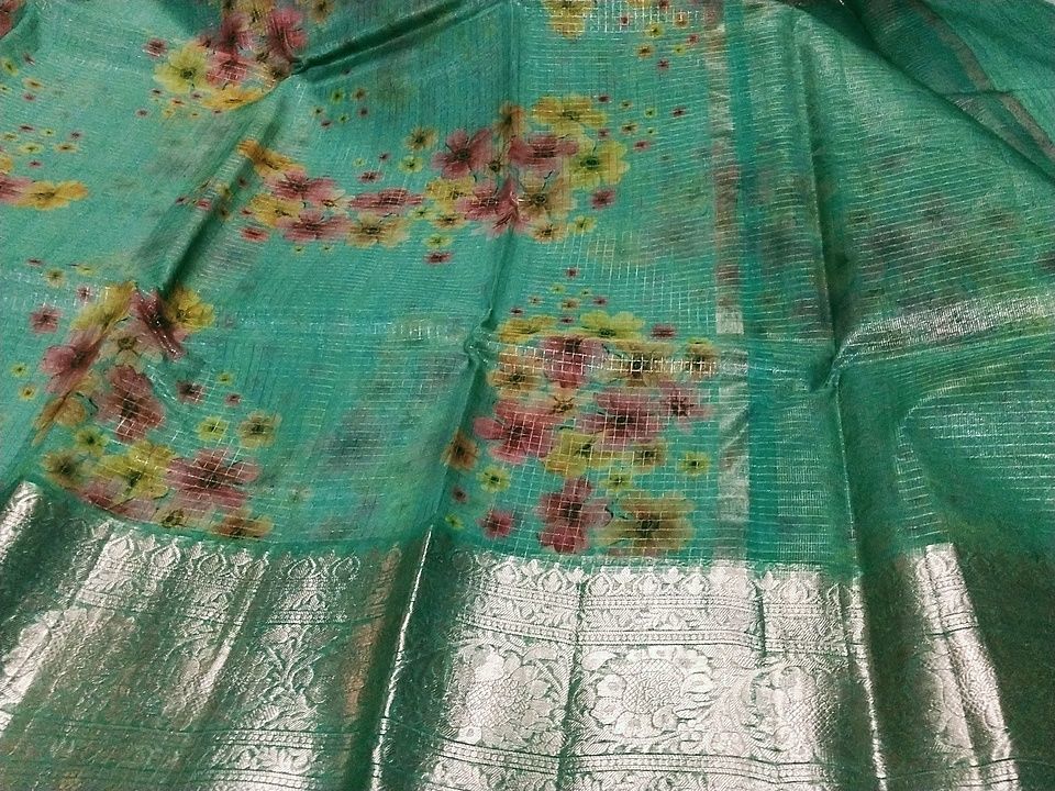 Banaras pure kora organza khadi handlooms sarees digital print uploaded by business on 10/9/2020