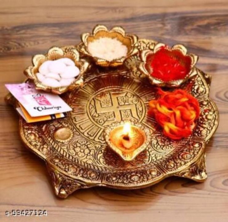Catalog Name:*Designer puja article* Material: Metal Type: Pooja Mats No. of Trays: 1 No. of Bowls: uploaded by business on 2/22/2022
