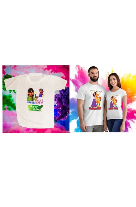 Print Holi T-Shirt for Kids Printed Holi Hai Round Neck Matte Tshirts

 uploaded by RIRU ART on 2/22/2022