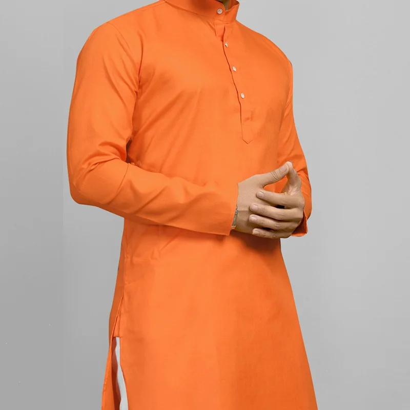 Mens Orange kurta pajama set uploaded by Raj cloth center  on 2/22/2022
