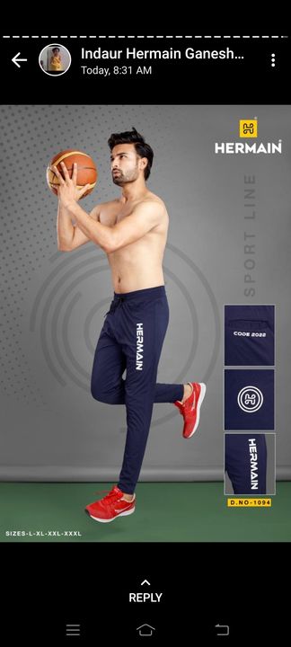 Post image I want 500 pieces of I won't Hermain leycra track pants 500pcs all size .
