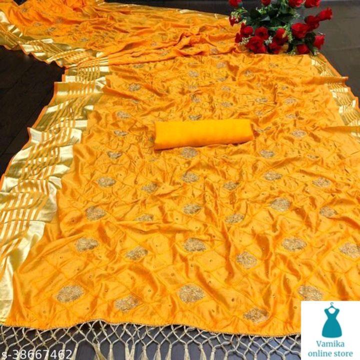 Post image sana shilk sareeSaree Fabric: SilkBlouse: Saree with Multiple BlouseBlouse Fabric: Banarasi SilkMultipack: SingleSizes: Free Size (Saree Length Size: 5.3 m, Blouse Length Size: 0.8 m) 